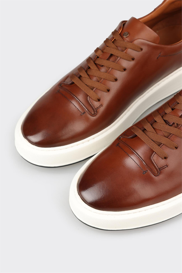Taba deri erkek günlük ayakkabı, günlük kullanım için - Elle Shoes