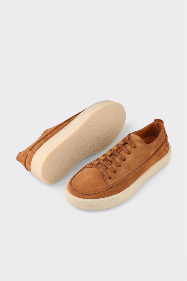 Taba deri ve süet erkek günlük ayakkabı, rahat kullanım için - Elle Shoes