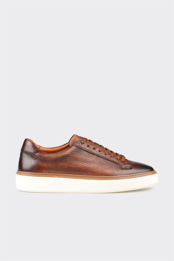 Taba deri erkek günlük ayakkabı, günlük kullanım için - Elle Shoes