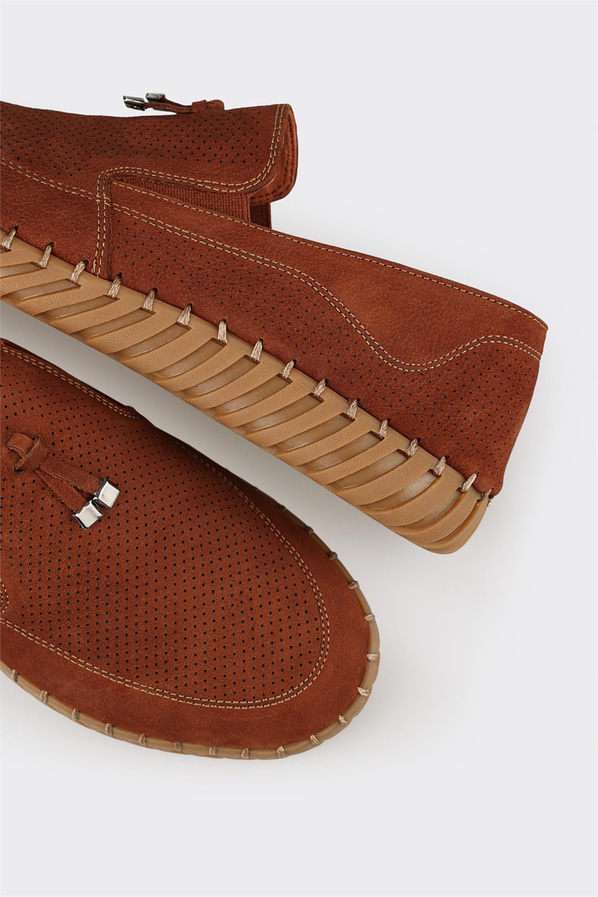 Taba deri erkek günlük ayakkabı, günlük kullanım için - Elle Shoes
