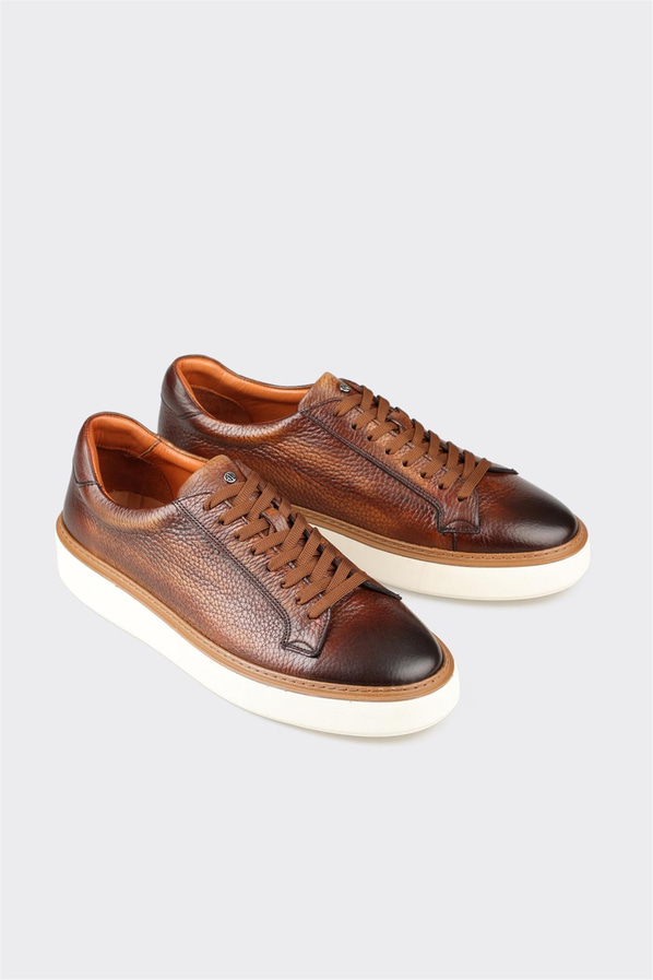 Taba deri erkek günlük ayakkabı, günlük kullanım için - Elle Shoes