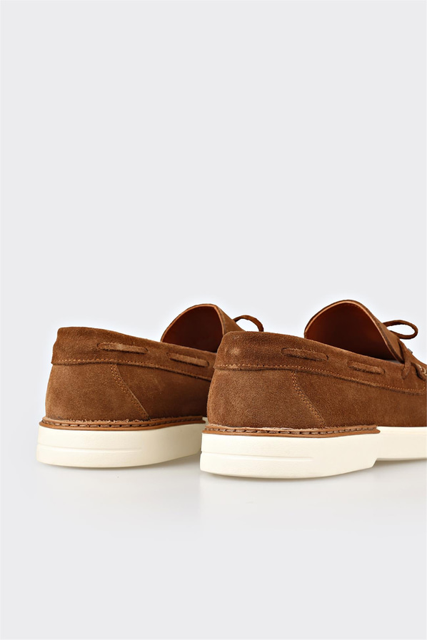 Taba deri erkek loafer, günlük kullanım için - Elle Shoes