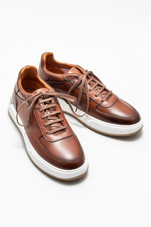 Taba deri erkek günlük ayakkabı, günlük kullanım için - Elle Shoes