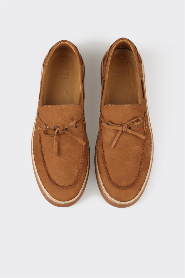 Taba deri erkek loafer, günlük kullanım için - Elle Shoes