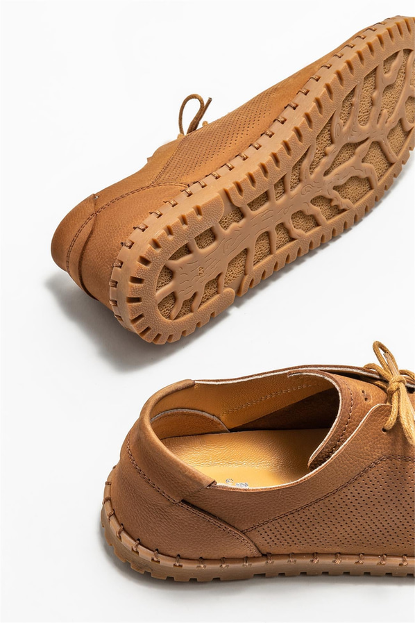 Taba deri erkek günlük ayakkabı, günlük kullanım için - Elle Shoes
