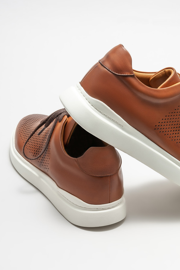 Taba deri erkek günlük ayakkabı, günlük kullanım için - Elle Shoes