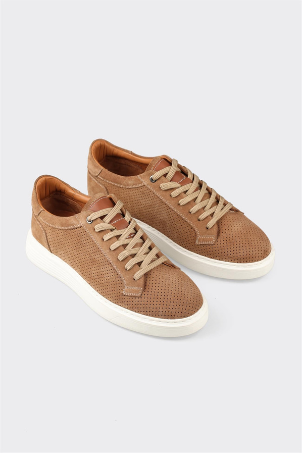 Taba deri erkek günlük ayakkabı, günlük kullanım için - Elle Shoes
