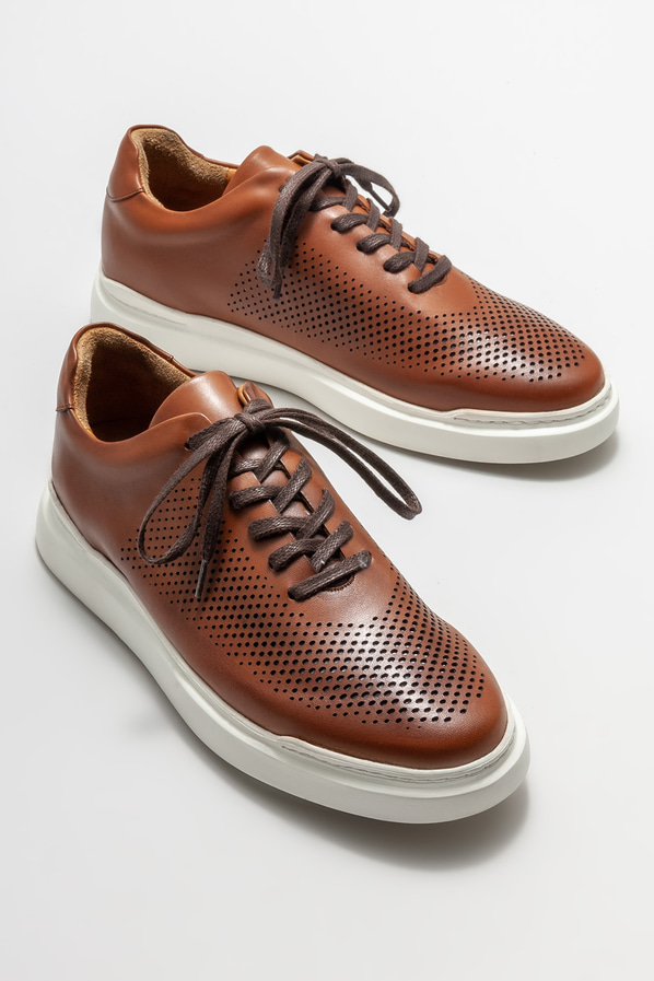 Taba deri erkek günlük ayakkabı, günlük kullanım için - Elle Shoes