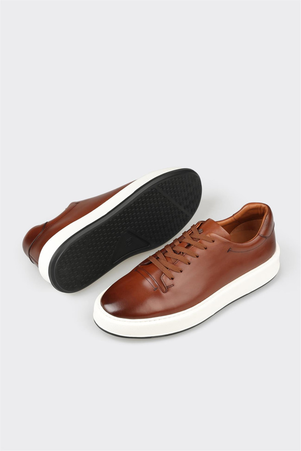 Taba deri erkek günlük ayakkabı, günlük kullanım için - Elle Shoes