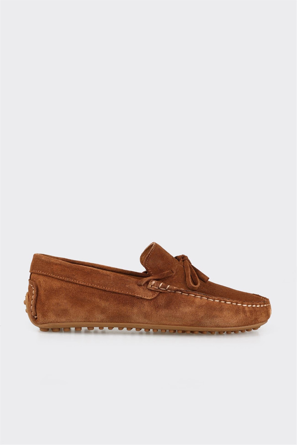 Taba deri erkek loafer, günlük kullanım için - Elle Shoes