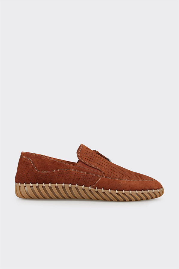 Taba deri erkek günlük ayakkabı, günlük kullanım için - Elle Shoes
