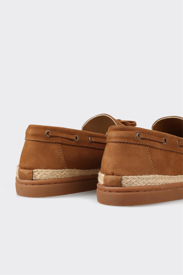 Taba deri erkek loafer, günlük kullanım için - Elle Shoes