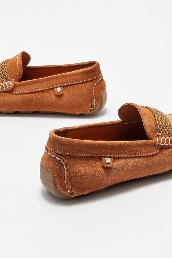 Taba deri erkek günlük ayakkabı, günlük kullanım için - Elle Shoes