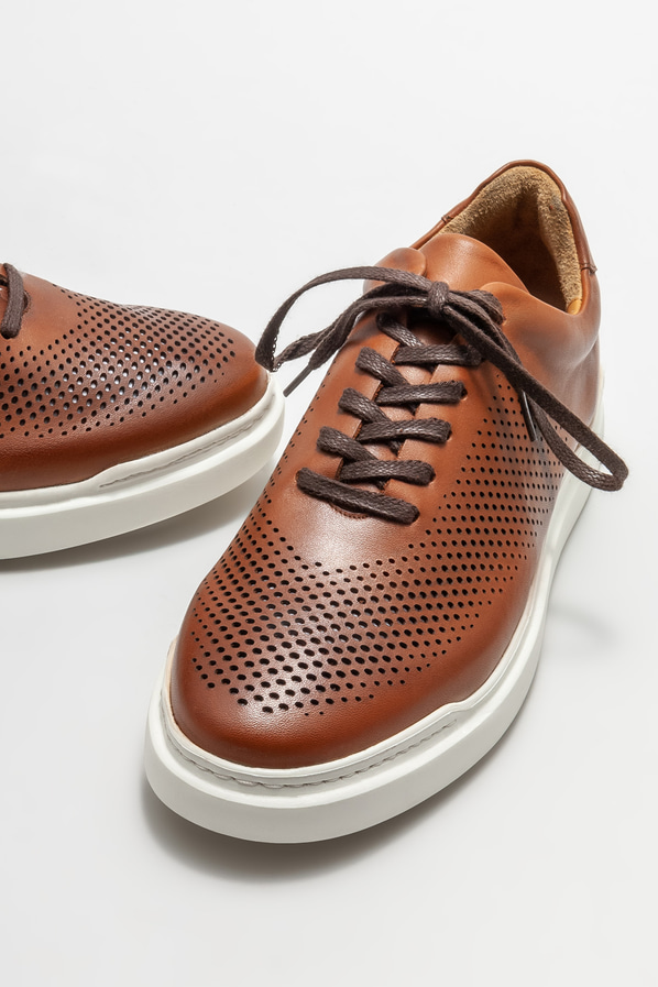 Taba deri erkek günlük ayakkabı, günlük kullanım için - Elle Shoes