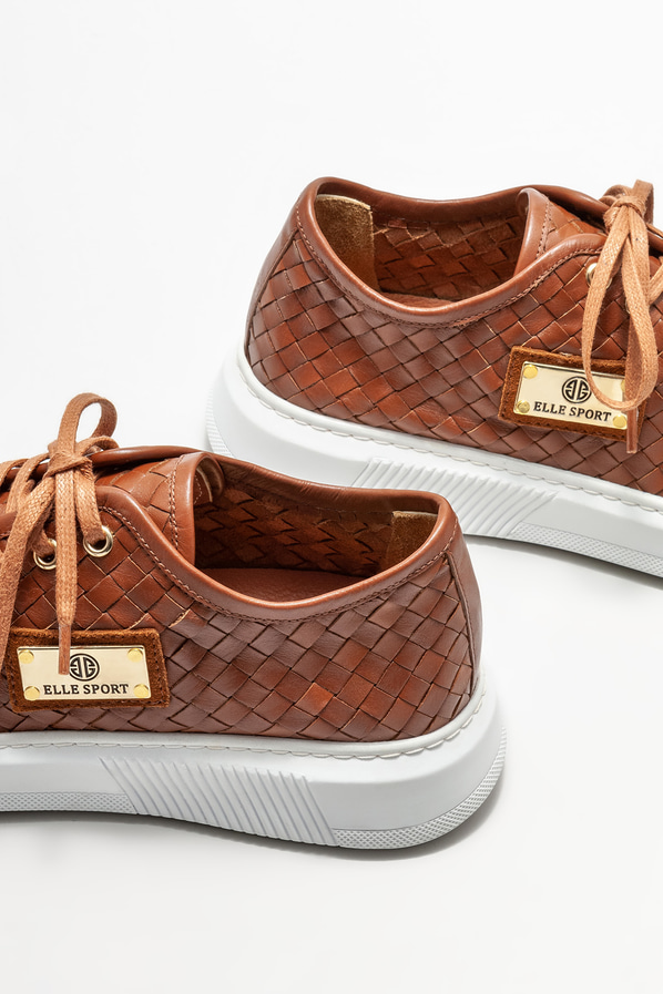 Taba deri erkek günlük ayakkabı, günlük kullanım için - Elle Shoes