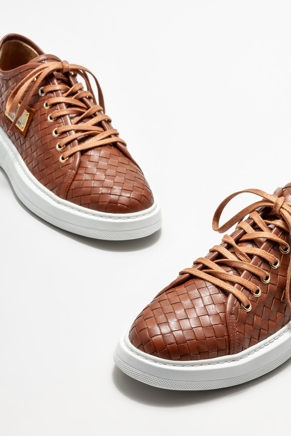 Taba deri erkek günlük ayakkabı, günlük kullanım için - Elle Shoes
