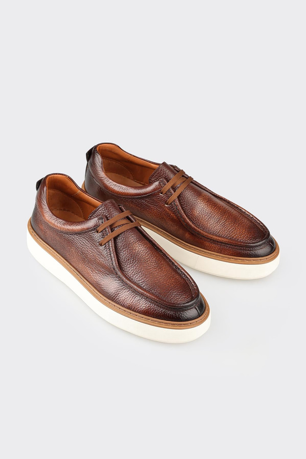 Taba deri erkek günlük ayakkabı, günlük kullanım için - Elle Shoes