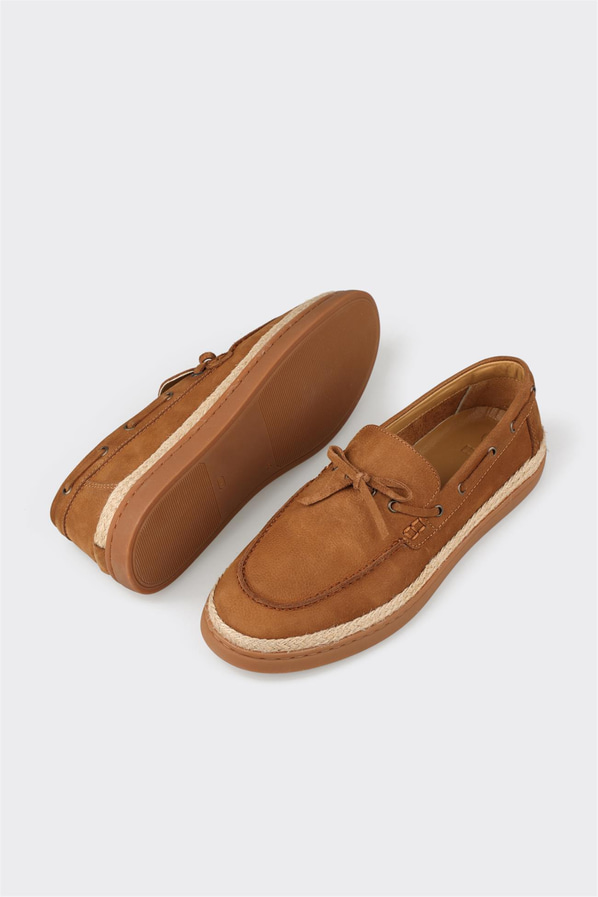 Taba deri erkek loafer, günlük kullanım için - Elle Shoes