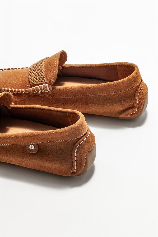 Taba deri erkek loafer, günlük kullanım için - Elle Shoes