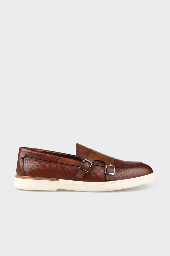 Taba deri erkek loafer, günlük kullanım için - Elle Shoes