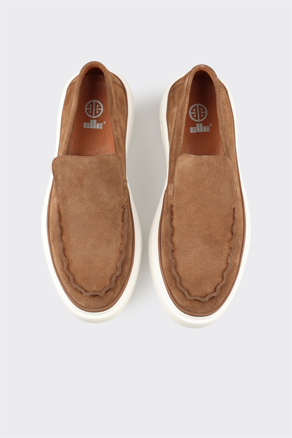 Taba deri erkek loafer, günlük kullanım için - Elle Shoes