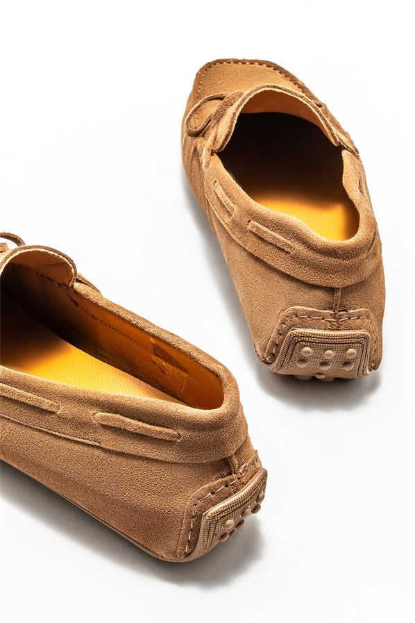 Taba deri erkek loafer, günlük kullanım için - Elle Shoes