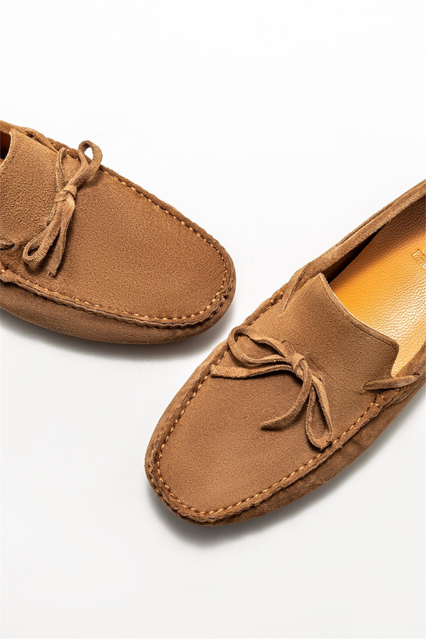 Taba deri erkek loafer, günlük kullanım için - Elle Shoes