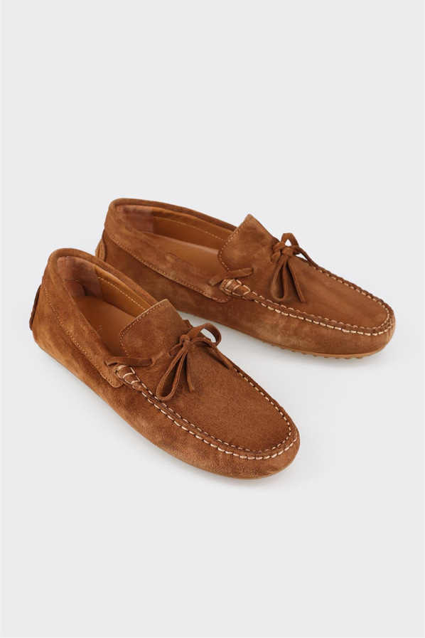 Taba deri erkek loafer, günlük kullanım için - Elle Shoes
