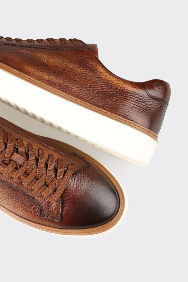 Taba deri erkek günlük ayakkabı, günlük kullanım için - Elle Shoes
