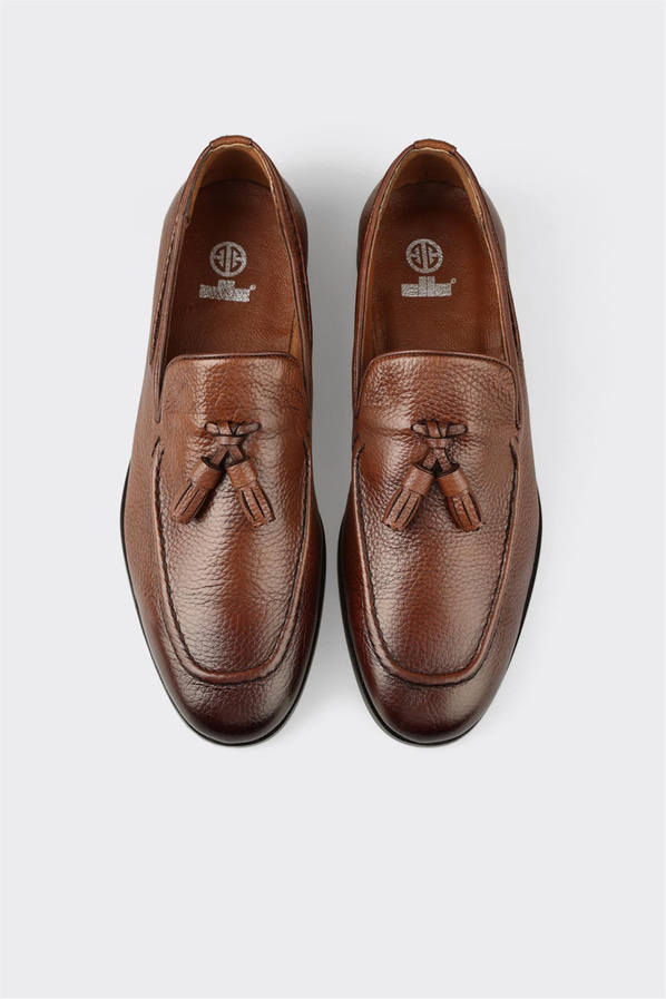 Taba deri erkek loafer, ofis stili için - Elle Shoes