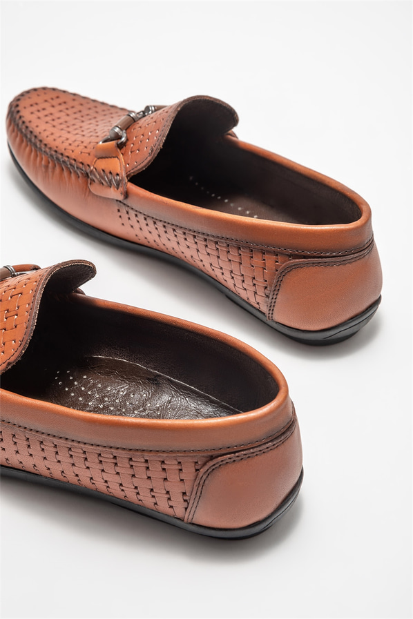 Taba deri erkek günlük ayakkabı, günlük kullanım için - Elle Shoes