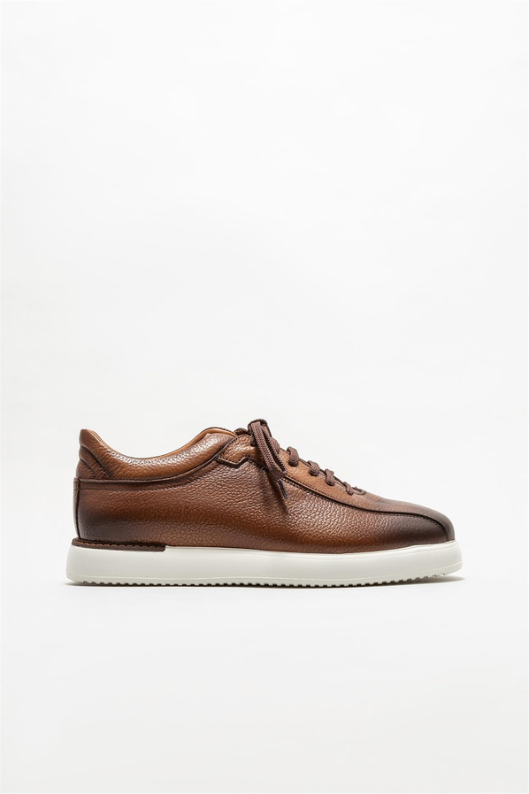 Taba deri erkek günlük ayakkabı, rahat kullanım için - Elle Shoes
