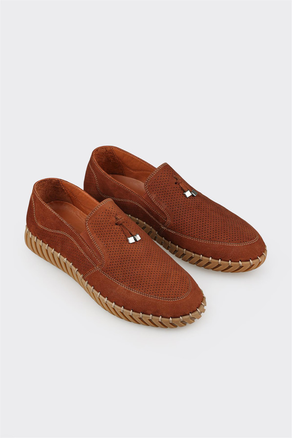 Taba deri erkek günlük ayakkabı, günlük kullanım için - Elle Shoes