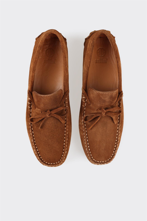 Taba deri erkek loafer, günlük kullanım için - Elle Shoes