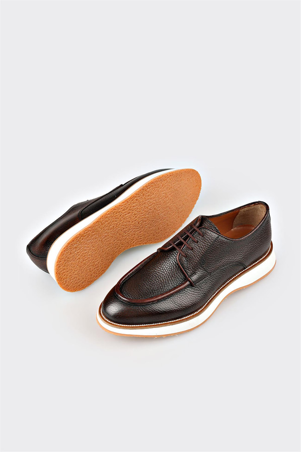 Taba deri erkek günlük ayakkabı, günlük kullanım için - Elle Shoes