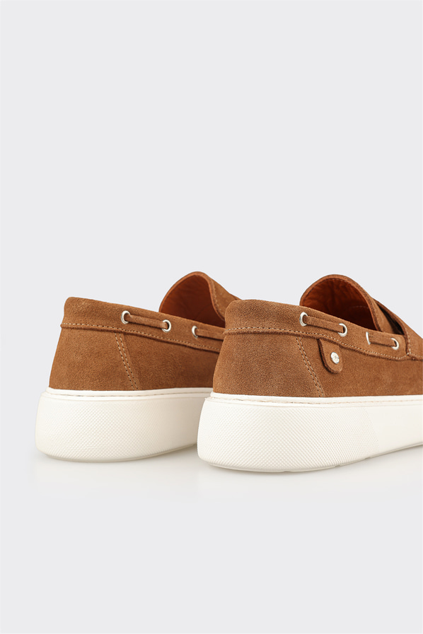 Taba deri erkek loafer, günlük kullanım için - Elle Shoes