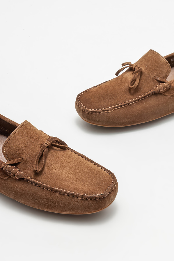 Taba deri erkek loafer, günlük kullanım için - Elle Shoes