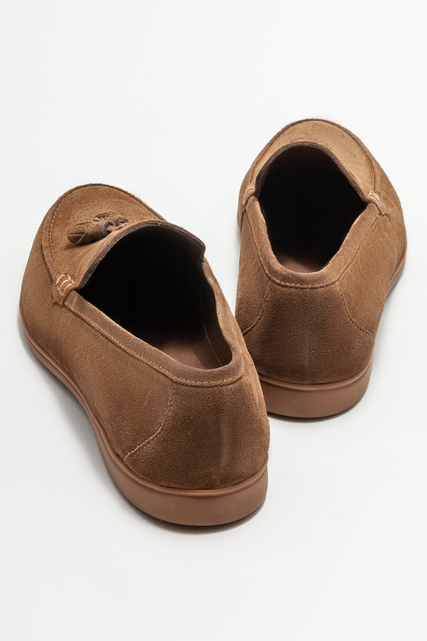 Taba deri erkek loafer, günlük kullanım için - Elle Shoes