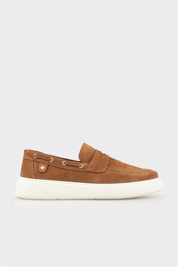 Taba deri erkek loafer, günlük kullanım için - Elle Shoes