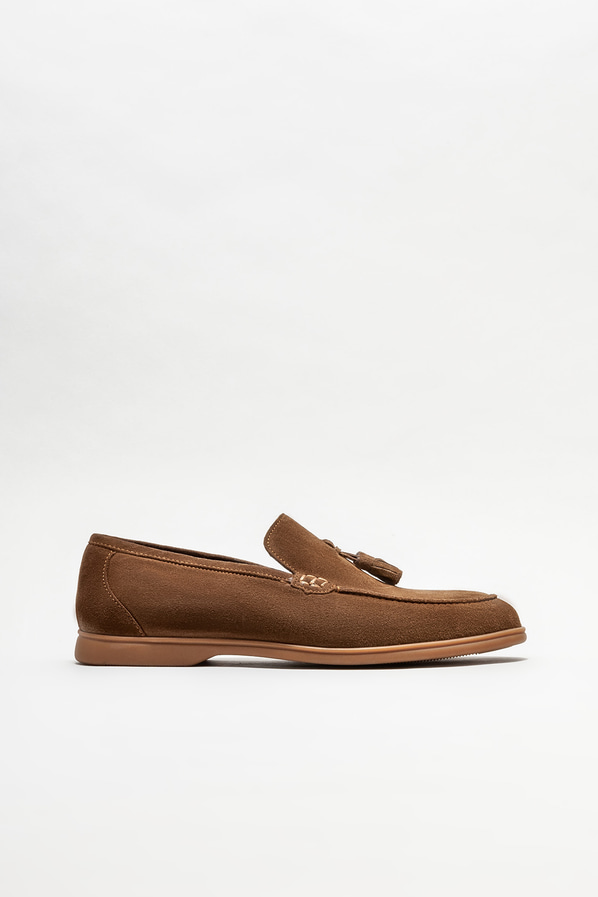 Taba deri erkek loafer, günlük kullanım için - Elle Shoes