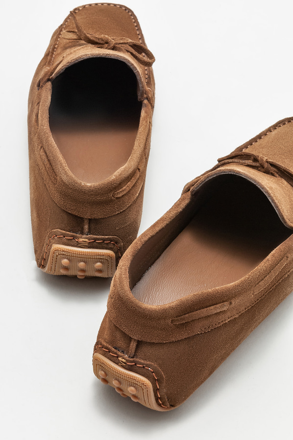 Taba deri erkek loafer, günlük kullanım için - Elle Shoes