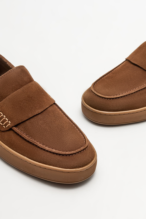 Taba deri erkek loafer, günlük kullanım için - Elle Shoes