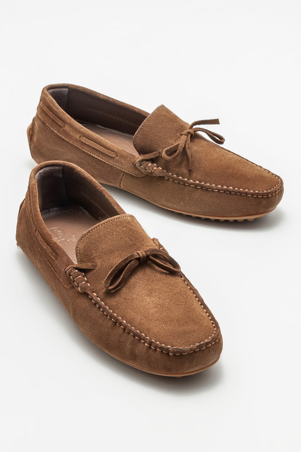 Taba deri erkek loafer, günlük kullanım için - Elle Shoes
