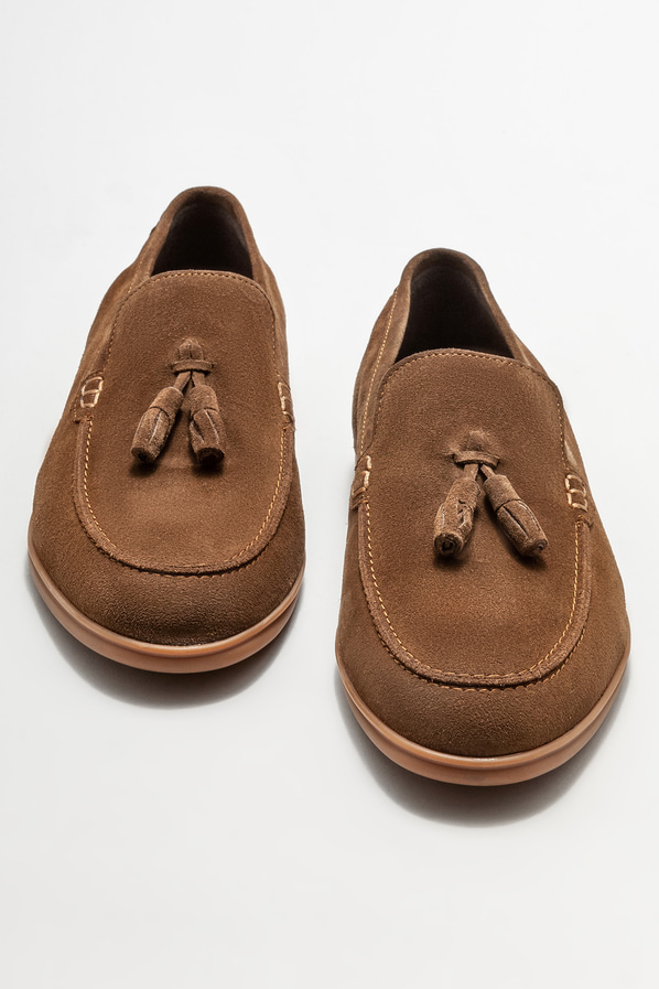 Taba deri erkek loafer, günlük kullanım için - Elle Shoes