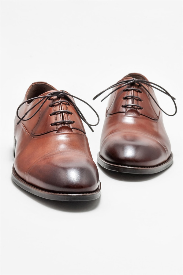 Taba deri erkek klasik ayakkabı - Elle Shoes