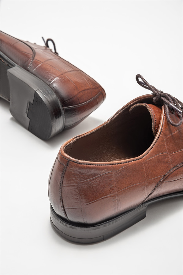 Taba deri erkek klasik ayakkabı - Elle Shoes