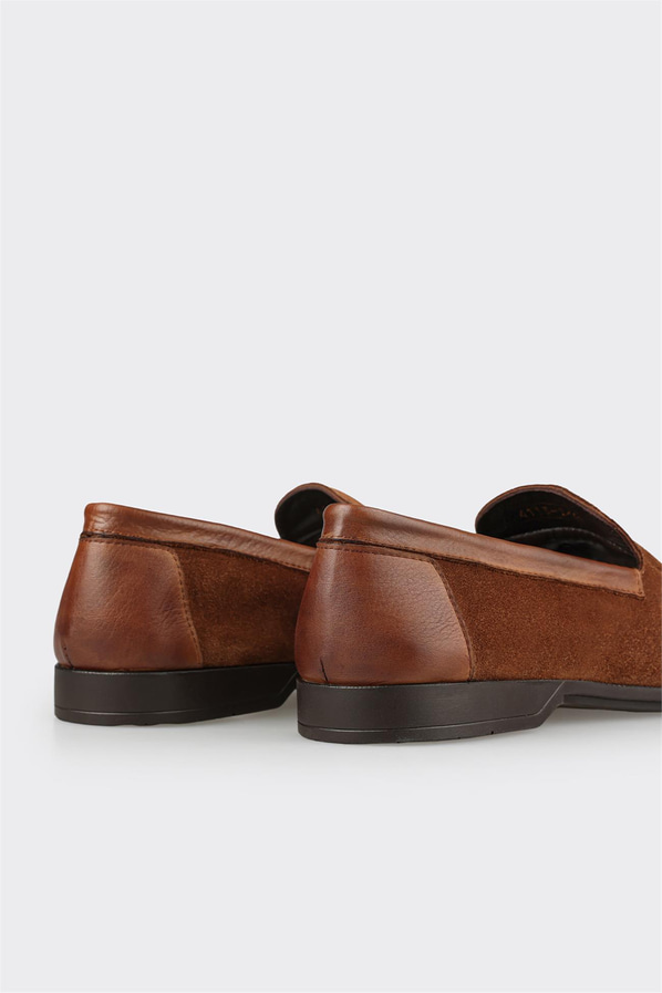Taba deri erkek loafer, klasik stil için - Elle Shoes