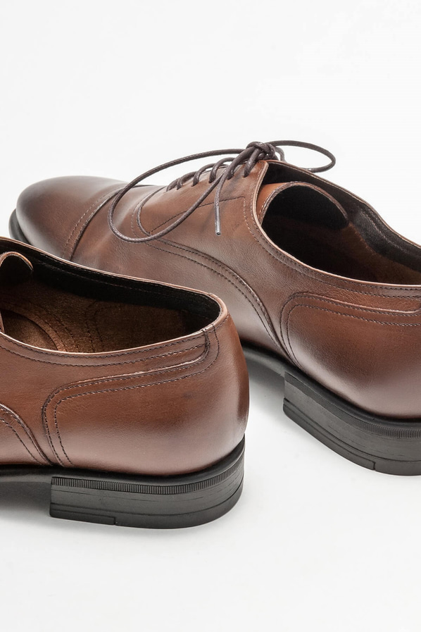 Taba deri erkek klasik ayakkabı - Elle Shoes