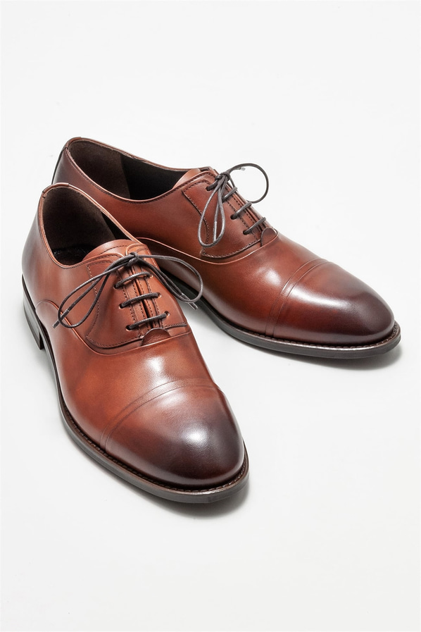 Taba deri erkek klasik ayakkabı - Elle Shoes