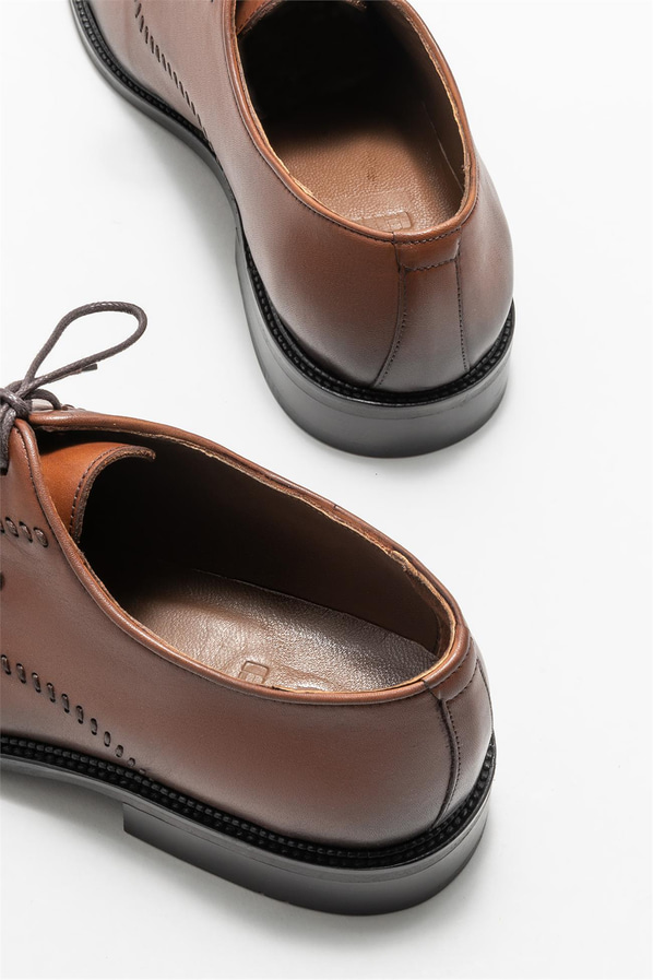 Taba deri erkek klasik ayakkabı - Elle Shoes